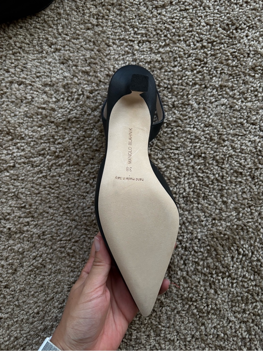 Manolo Blahnik Black Pointed Slingback Pumps - Leather - Picture 6 of 8